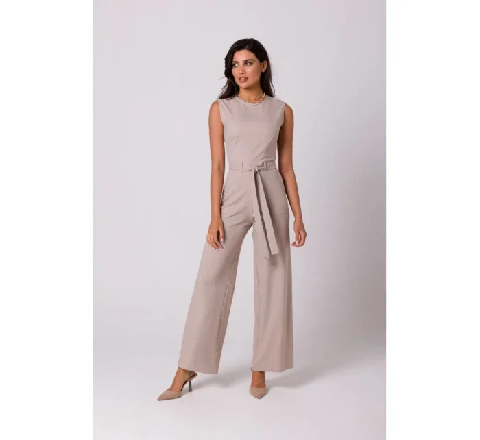 B256 Kombinéza bez rukávov s vreckami - béžová B256 Kombinéza bez rukávov s vreckami - béžová