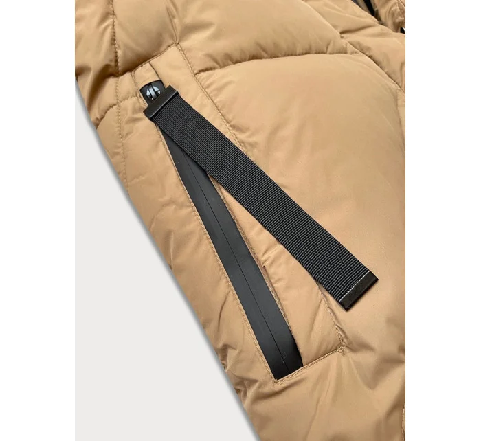 Dámska zimná bunda v ťavej farbe v dĺžke po kolená J Style (5M3232-84)