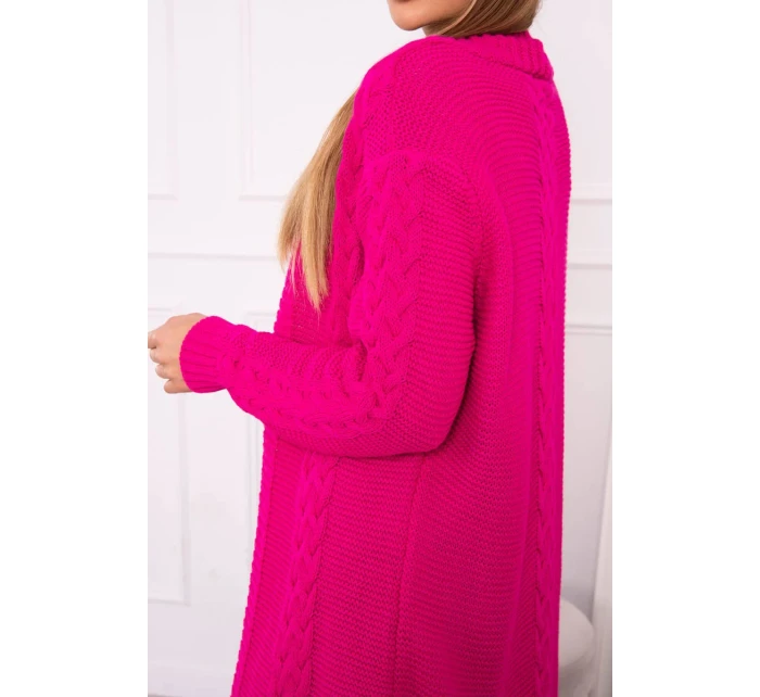 Sveter Cardigan kockovaný kockovaný fuchsiový