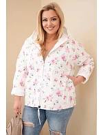 Dámske Plus veľkosť jarná bunda s malým kvetinovým vzorom ružová