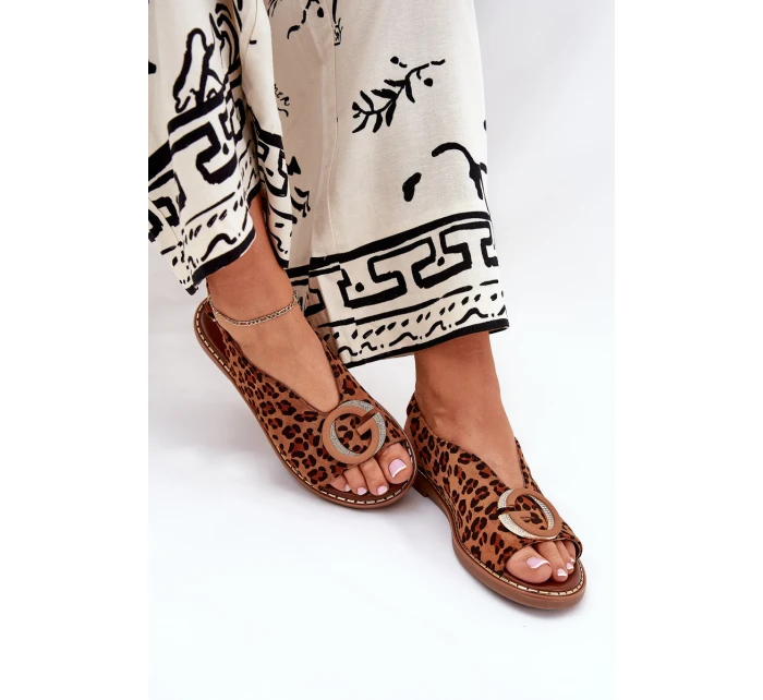 Ploché Sandály S Dekorací Hnědé model 21685686 - Boto