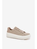 Materiałowe Trampki Damskie Na Platformie Big Star RR274465 Beżowe Materiałowe Trampki Damskie Na Platformie Big Star RR274465 Beżowe