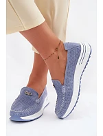 Dámské mokasíny z přírodního semiše modré model 22095022 - EVENTO