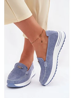 Dámské mokasíny z přírodního semiše modré model 22095022 - EVENTO