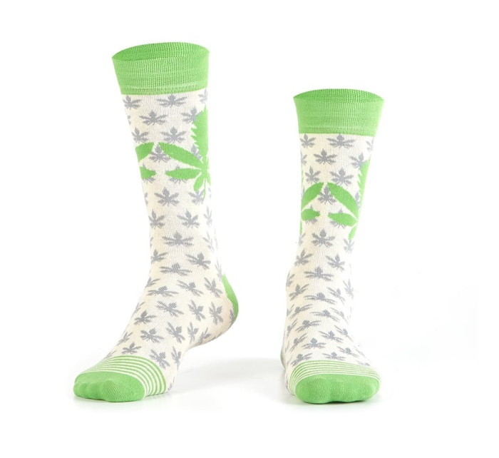 Pánske krémové ponožky s listom