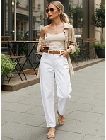 Dámske baggy džínsy s opaskom biele FashionStreet UY2930