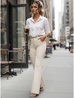 Spodnie damskie jeansowe z wysokim stanem ecru model 22161471 - FashionStreet