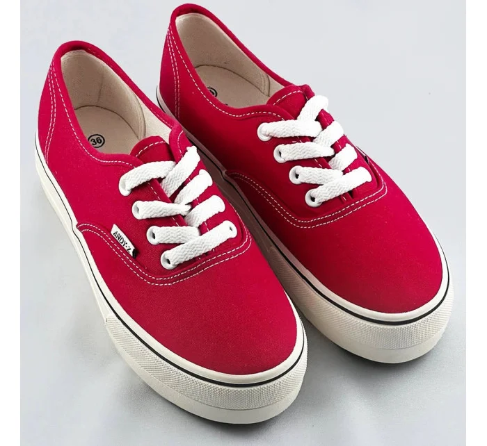 Červené šnurovacie tenisky s vyššou podrážkou (AW020304)