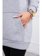Mikina s kapucňou a nášivkami sivá