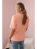 Bavlněná halenka s květinovým potiskem meruňka Bavlněná halenka s květinovým potiskem meruňka