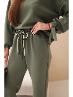 Dámska súprava z viskózy s khaki kravatami vo farbe masla