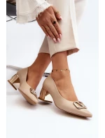 Eleganckie Czółenka Z Ozdobą Laura Messi 2740 Beżowe