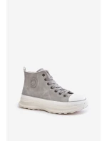 Ocieplane Trampki Damskie Na Platformie Big Star OO274073 Szare Ocieplane Trampki Damskie Na Platformie Big Star OO274073 Szare