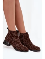 Botki Z Naturalnego Zamszu Na Klocku Panterka D&A JC52-852 Brązowe
