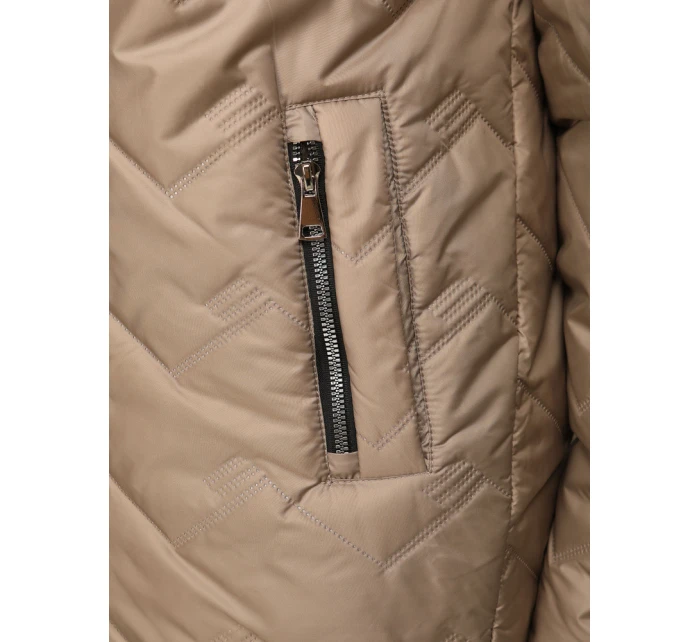 Dámska prechodná prešívaná bunda s kapucňou béžová FashionStreet TY5609