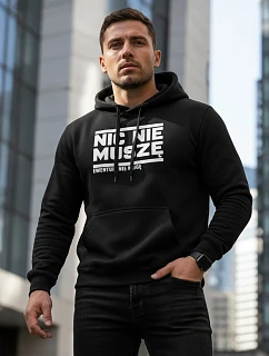 Pánska mikina s kapucňou NOTHING I HAVE TO DO black FashionStreet NX0025B