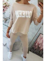 Súprava s potlačou Queen béžová