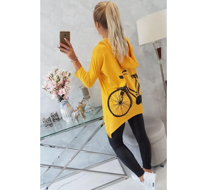 Horčicová mikina na bicykel s potlačou Horčicová mikina na bicykel s potlačou