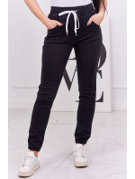 Džínsové nohavice so sťahovacou šnúrkou v páse čiernej