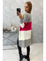 Sivý+malinový pruhovaný sveter