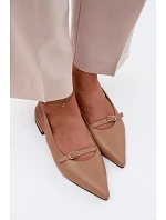 Kožené sandály na nízkém podpatku Maciejka K7449-04 tmavě béžové