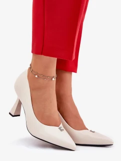 Elegantné dámske lodičky na predĺženom podpätku Vinceza - béžové