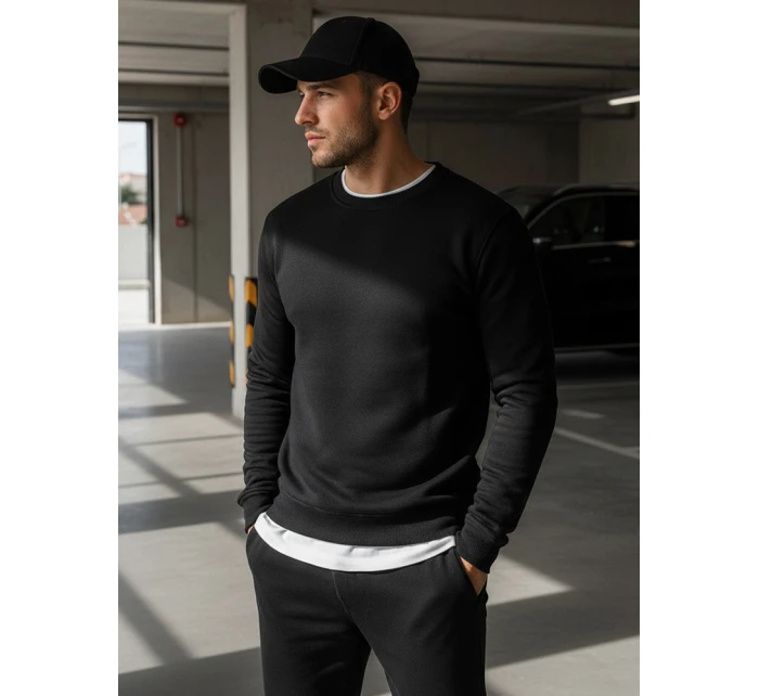 Pánská mikina bez kapuce černá model 21961988 - FashionStreet Pánská mikina bez kapuce černá model 21961988 - FashionStreet