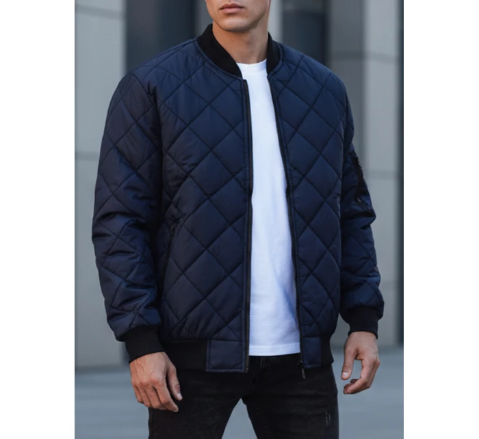 Pánska prešívaná bunda bomber tmavomodrá TX2217