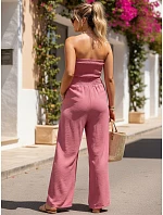 Dámsky letný overal so širokými nohavicami ružový FashionStreet EY2652