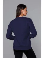 Tmavomodrá dámska tepláková mikina so sťahovacími lemami (W01-66)