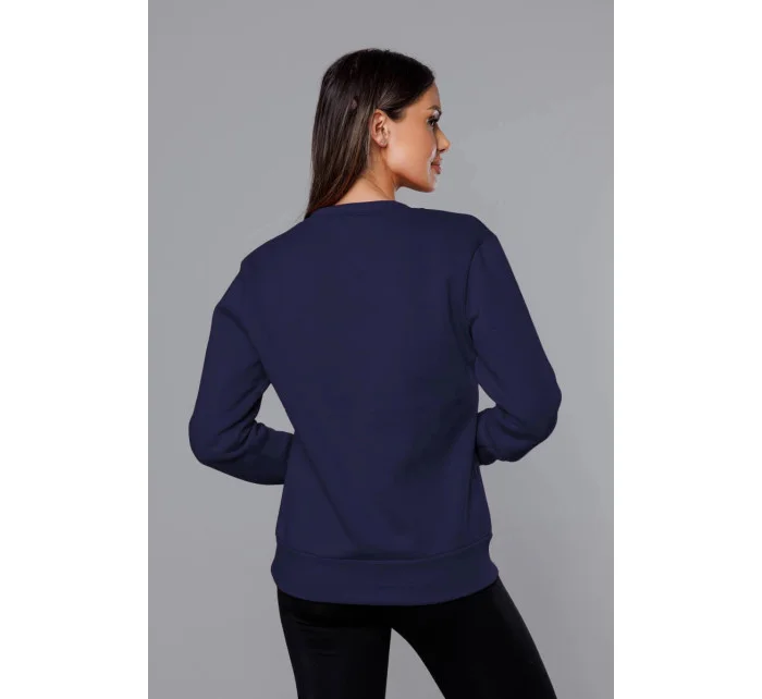 Tmavomodrá dámska tepláková mikina so sťahovacími lemami (W01-66)