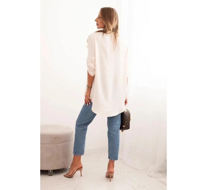 Blúzka s dlhšou zadnou časťou svetlo béžová