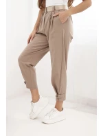 Letné nohavice Punto so zapínaním na nohaviciach camel