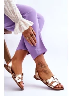 Pohodlné Kožené Sandály Zlaté model 21617493 - Zazoo