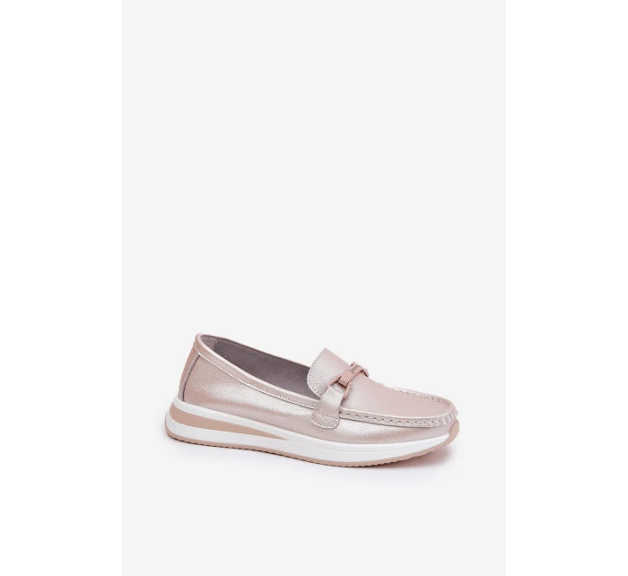 Skórzane Mokasyny Damskie S.Barski GR51-598 Perłowy Róż