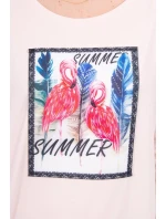 Blúzka s 3D grafikou plameniaka púdrovo ružová