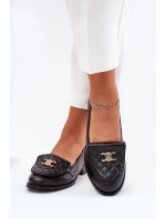 Kožené mokasíny se zlatou ozdobou černé model 21686509 - Laura Messi