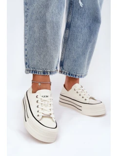Dámské Kožené Tenisky Na Platformě model 21691395 Bílé - Goe