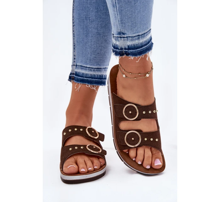 Wygodne Klapki Damskie Inblu CP000054 Brązowe