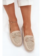 Dámské mokasíny s vzorem a šněrováním béžové model 21704522 - Boto