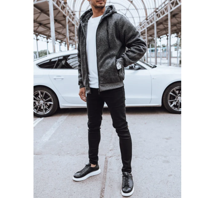 Pánská rozepínací zateplená mikina tmavě šedá Dstreet model 21970283 - FashionStreet Pánská rozepínací zateplená mikina tmavě šedá Dstreet model 21970283 - FashionStreet