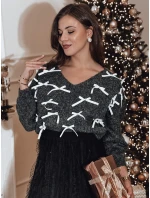 RIBBLOOM dámsky sveter s mašľami čierny FashionStreet MY2360