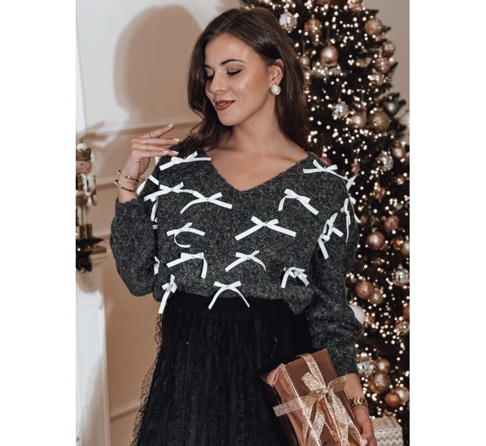 RIBBLOOM dámsky sveter s mašľami čierny FashionStreet MY2360