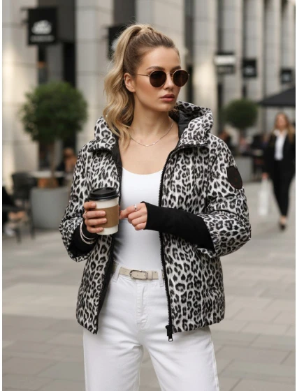 Dámská přechodná bunda s leopardím vzorem, bílá Dstreet model 21995910 - FashionStreet