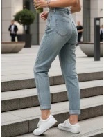 Dámske džínsy s vysokým pásom mom fit svetlomodré FashionStreet UY2909