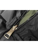 Čierna a khaki dlhá dámska obojstranná vesta (B8248-1)