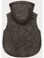 Krátka dámska vesta v khaki farbe s odnímateľnou kapucňou BH Forever (BH-2414) Krátka dámska vesta v khaki farbe s odnímateľnou kapucňou BH Forever (BH-2414)