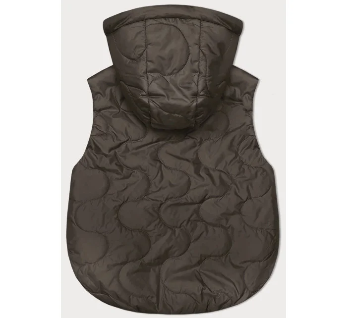 Krátka dámska vesta v khaki farbe s odnímateľnou kapucňou BH Forever (BH-2414) Krátka dámska vesta v khaki farbe s odnímateľnou kapucňou BH Forever (BH-2414)