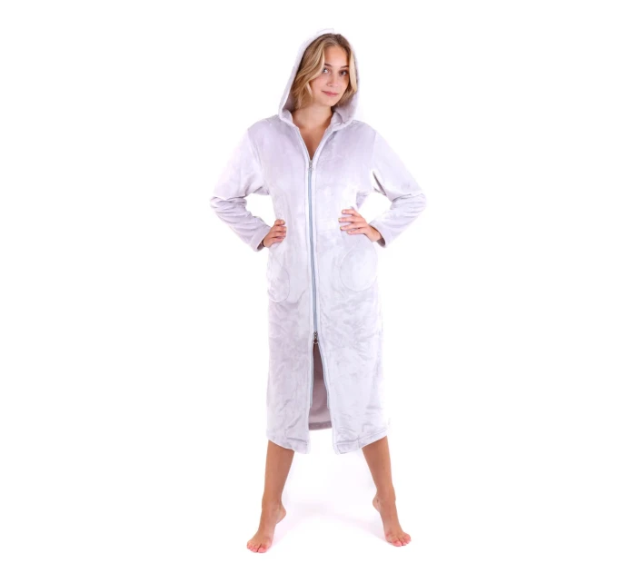 Dámsky župan Siena s kapucňou na zips 3656 Light Grey - Vestis