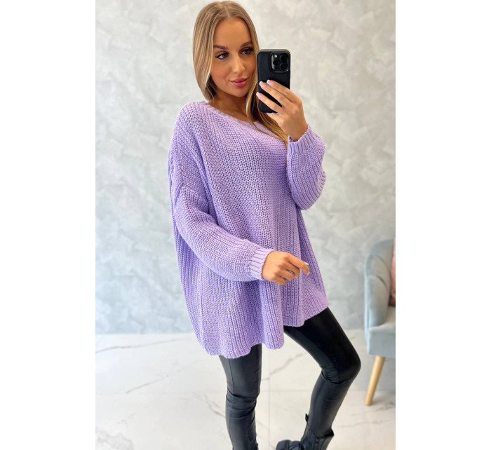 Široký oversize sveter fialový